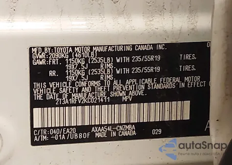 2019 Toyota Rav4 Xle Premium из США, поврежденный, VIN 2T3A1RFV2KC021411